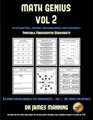Download Printable Kindergarten Worksheets (Math Genius Vol 2): This Book Is Designed for Preschool Teachers to Challenge More Able Preschool Students: Fully Copyable, Printable, and Downloadable - James Manning | PDF